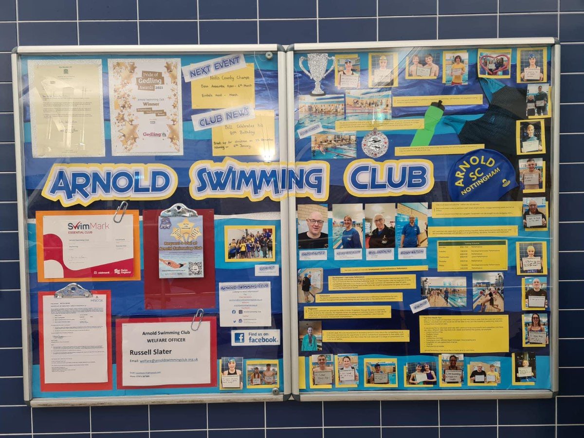 Our new and improved notice board at Arnold Leisure Centre! If you know  anyone in and around the Arnold area who fancies joining our friendly but competitive club, get in touch!! #Lemonheads #ASC 🍋🏊🏻‍♂️🏊🏻‍♀️🍋arnoldswimmingclub.org.uk