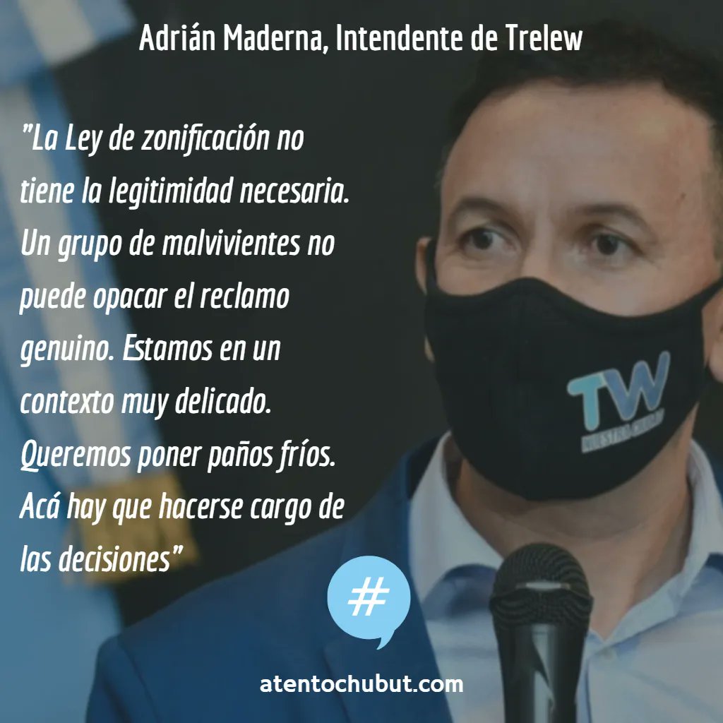 AtentoChubut's tweet photo. Lo dijo el intendente @TWAMaderna. "Las Intendencias son la primera puerta que toca el vecino, somos los que tenemos el termómetro diario de lo que ocurre en la calle. 7 Intendentes del #FdT pedimos la derogación de la Ley. Ninguna ley es más importante que la paz social", agregó https://t.co/IwSHTzR071