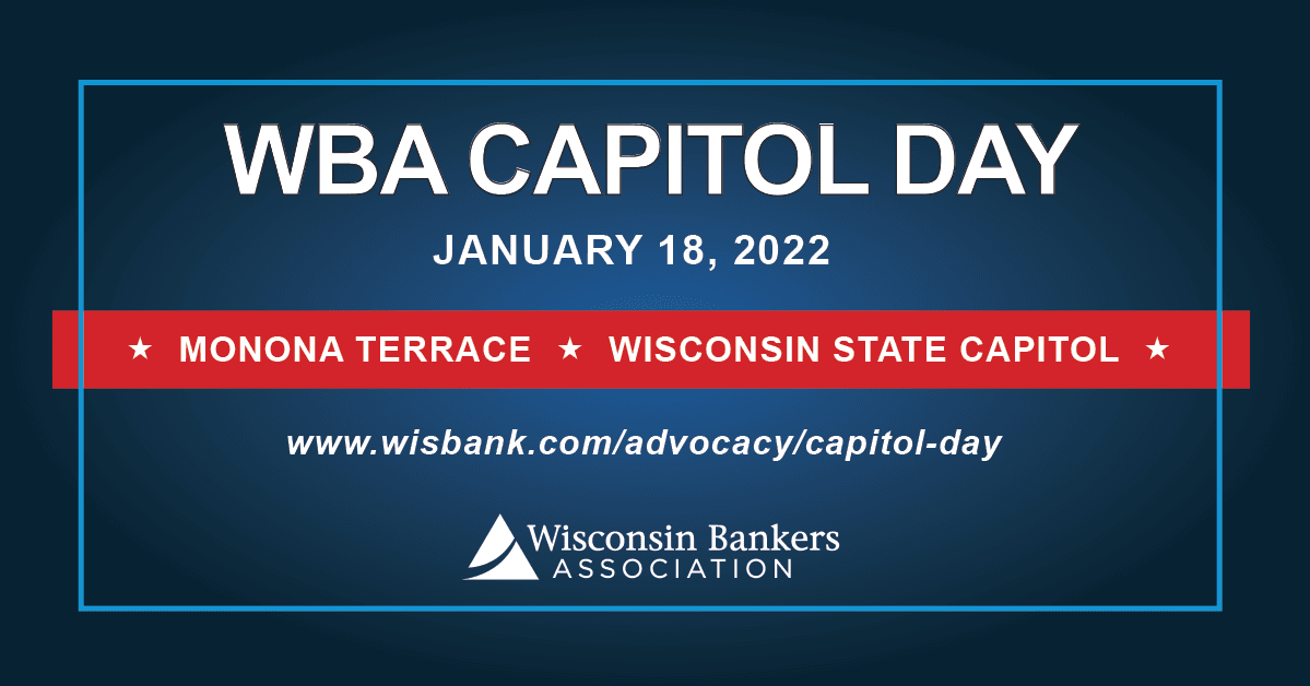 wisbank's tweet photo. Our biggest advocacy event of the year is coming up on January 18, 2022! Learn more about WBA Capitol Day at https://t.co/X2CTDyG4i4. https://t.co/OzPj9gTEVa