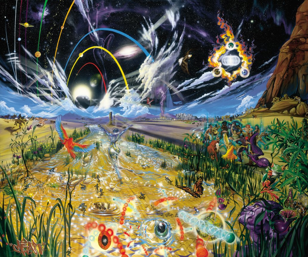 mearone's tweet photo. “Universe provides and guides, my eyes to see, my voice to say, how wondrous is each day.” GAIA, 1998, 5x6’ acrylic on canvas. https://t.co/nTojG5xLwN