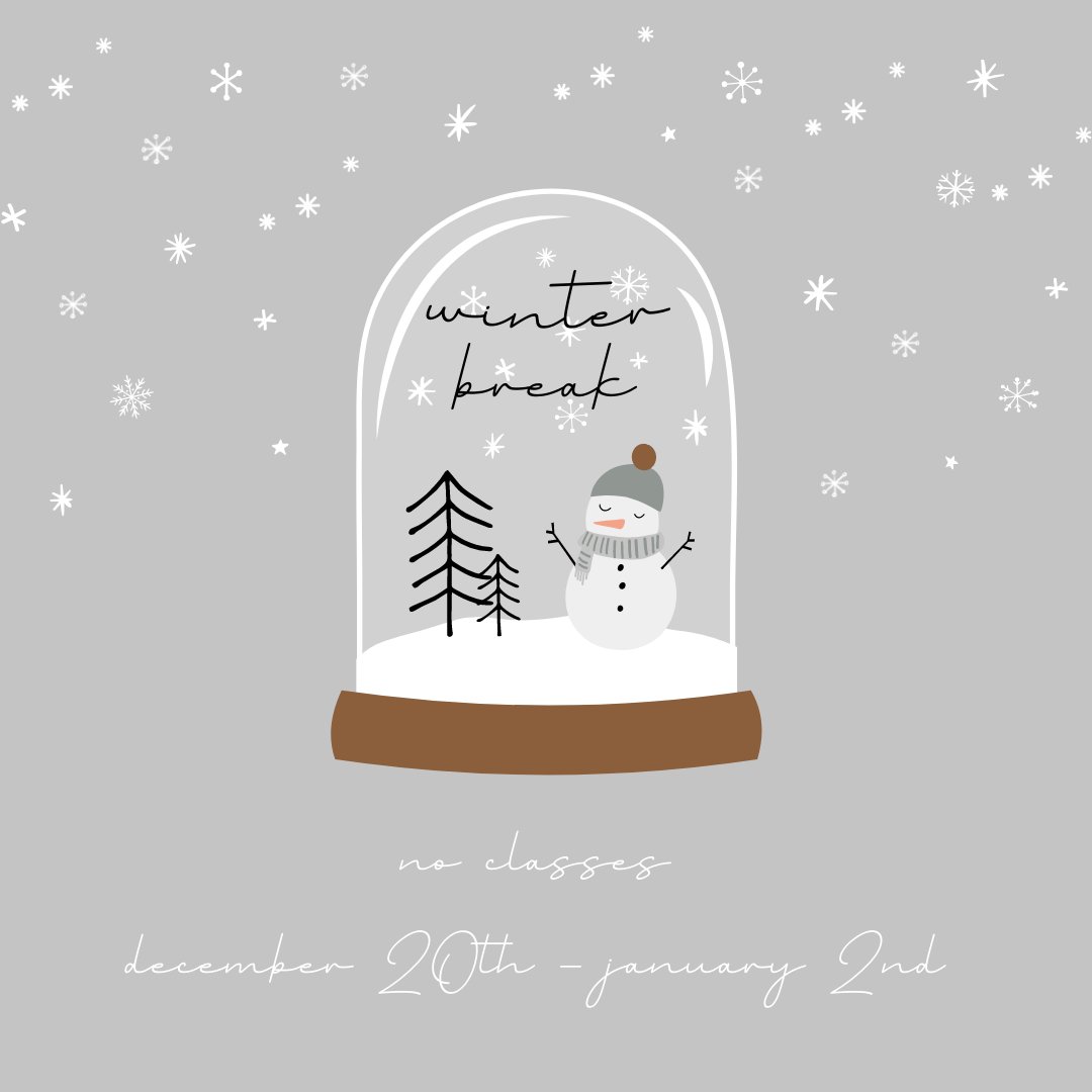 _MomentumDance's tweet photo. It's Winter Break!!! We hope you can take this time to celebrate with family and friends and recharge. Classes resume Monday, January 3rd. See you next year! https://t.co/xp1DuGzDKy
