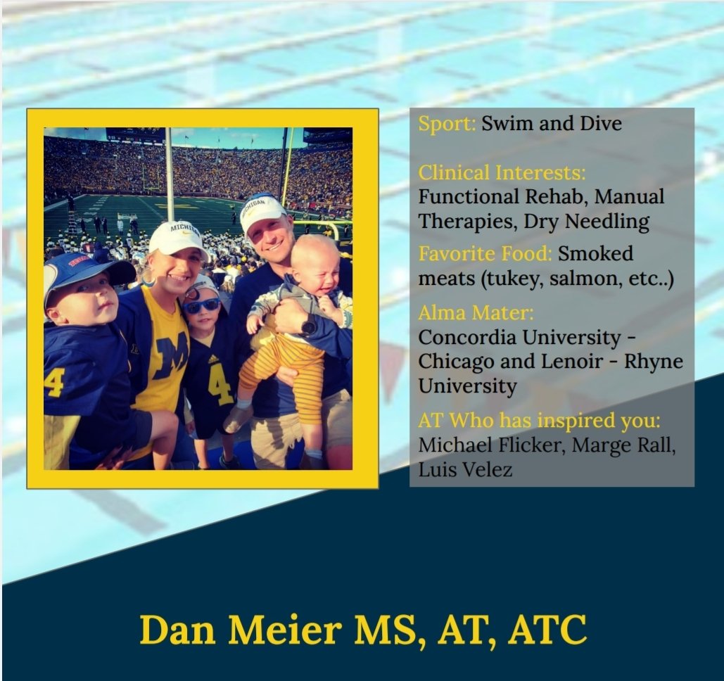 This week we're getting to know our <a href="/umichswimdive/">Michigan Swimming & Diving</a> AT, Dan Meier! When Dan isn't at work he enjoys cycling, running, triathlons, and playing with his 3 boys!