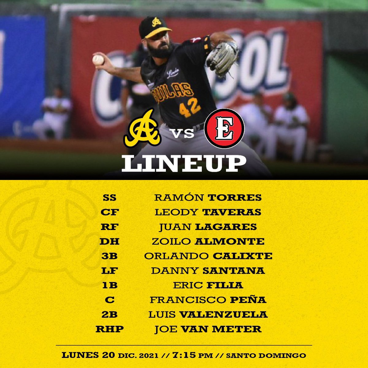 aguiluchos's tweet photo. #AguiPBP Alineación y roster para el partido hoy 20/12/21 contra los Leones #ACvsLE https://t.co/5LQ1fplTuR