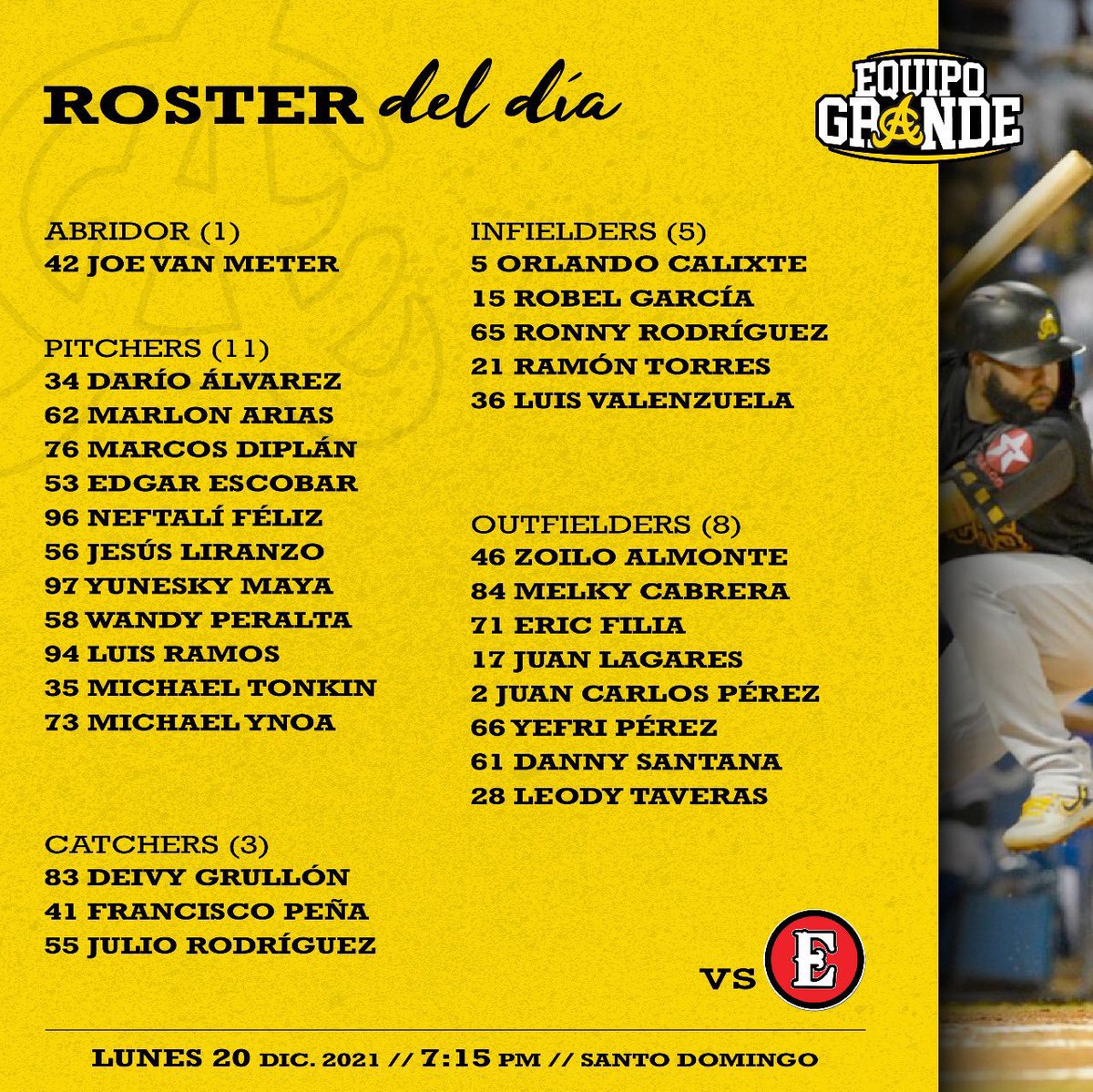 aguiluchos's tweet photo. #AguiPBP Alineación y roster para el partido hoy 20/12/21 contra los Leones #ACvsLE https://t.co/5LQ1fplTuR