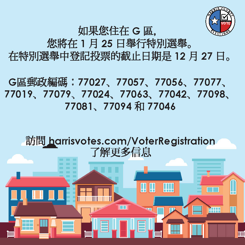 HarrisVotes's tweet image. Voting for an open Houston City Council position is just around the corner!
✍️ Registration Deadline: Dec. 27
☑️ Early Voting: January 10-16 &amp;amp; 18-21
✅ Election Day: January 25
#YourVoiceYourVote #HarrisVotes