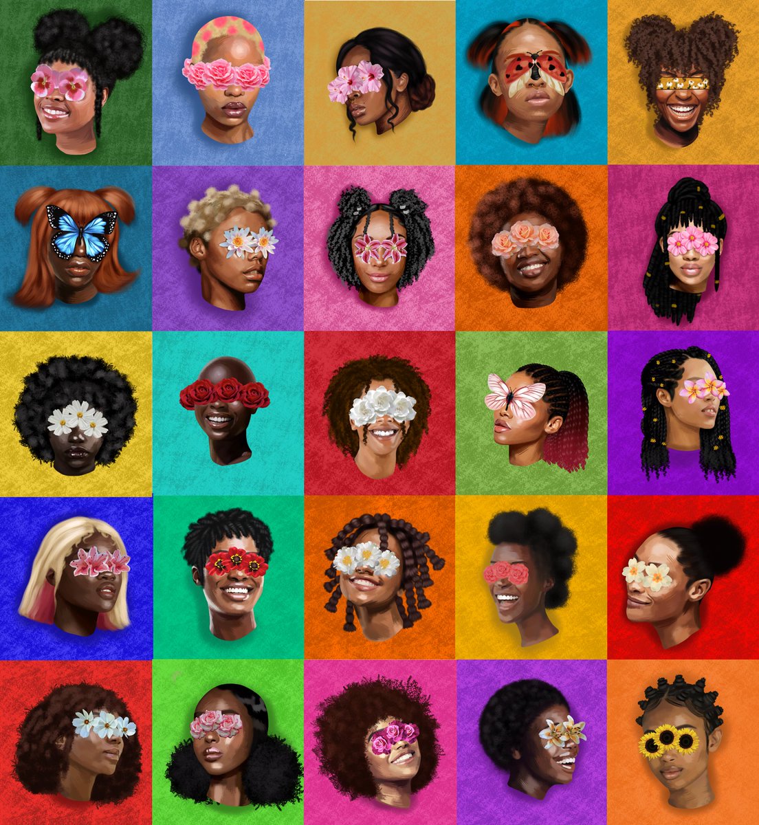 AtypicalCreator's tweet photo. “Behind Their Eyes” is Live!!!!

25 hand made portraits made with the intention of highlighting black beauty and femininity. 🌼🌺🌹

Available on @opensea !!!
https://t.co/42v8K3LMJD https://t.co/zGJxbTbRol
