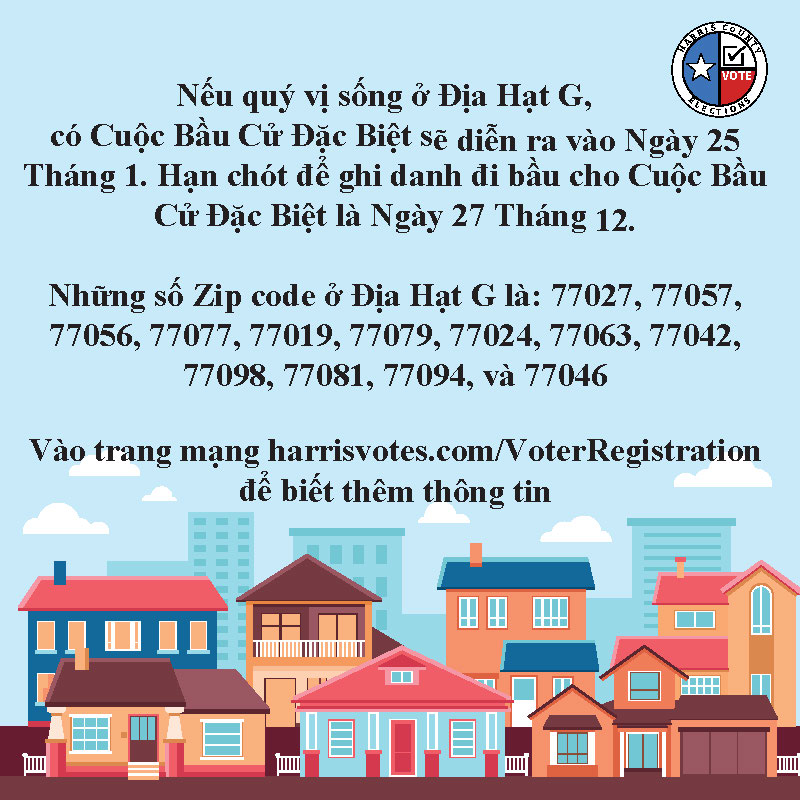 HarrisVotes's tweet image. Voting for an open Houston City Council position is just around the corner!
✍️ Registration Deadline: Dec. 27
☑️ Early Voting: January 10-16 &amp;amp; 18-21
✅ Election Day: January 25
#YourVoiceYourVote #HarrisVotes