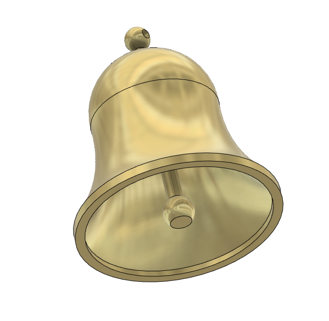 DrLizBish's tweet photo. Day 20 of #CADvent - A Gold Bell which SHOULD be possible to print in one go and still be able to ring, a bit behind today so will have to test this out tomorrow! #3Dprinting #Advent #Chrsitmas #Bell #Gold https://t.co/p1OkbvsyVB
