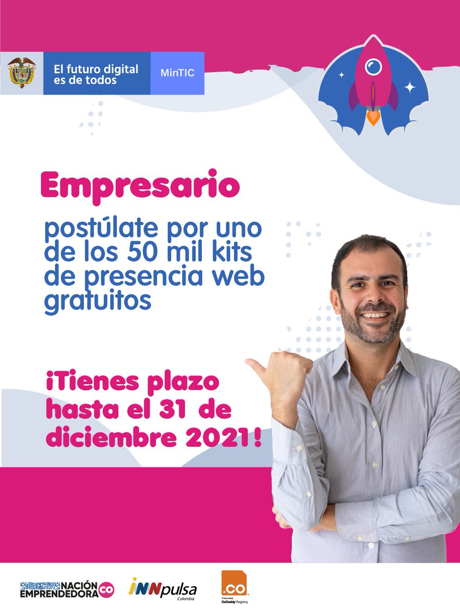 mariaoviedo's tweet photo. ¡Quedan pocos días! Emprendedores del país, no pierdan la oportunidad de obtener su página web gratuita a través de la convocatoria #SOYCO. Recuerden, el cierre de inscripciones es el 31 de diciembre. Ingresen ahora en 📲https://t.co/gbnUNX0byO💡 https://t.co/7jS9HBn6eh