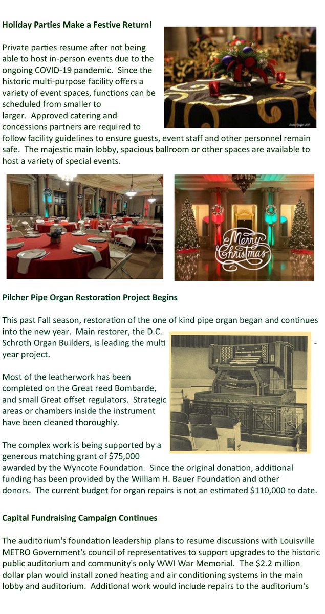 LouMemAud's tweet photo. Just in time for the holidays and as the year comes to an end, enjoy the auditorium's foundation "Winter" newsletter! https://t.co/3BdZr55CGO