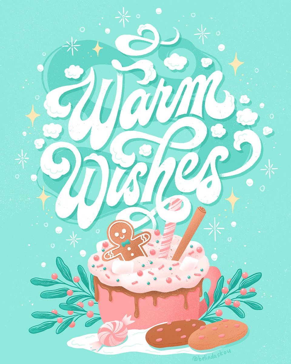 belindaskou's tweet photo. Not all who wander are lost. Some are just looking for hot chocolate. 🍫😆

Wishing you a warm and happy holiday season, my friend! Hope it’s mugnificent! 😜☕️ 

#handlettering #greetingcard #holidayart @Procreate https://t.co/t9vPKrflmT