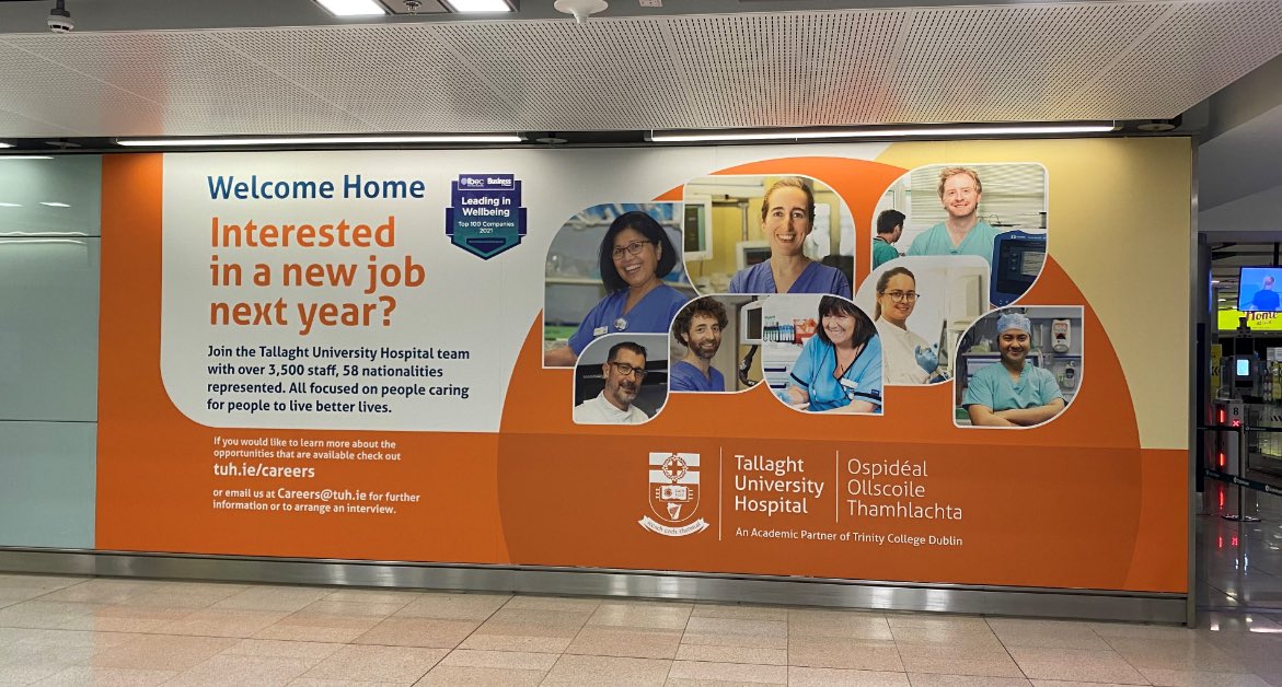 Passing through Dublin Airport in the next few weeks? You will meet some of the TUH Team – we are growing &amp; expanding our services &amp; team. New Year, new job! Find out more on tuh.ie/careers
#TallaghtUniversityHospital #TUHWorkingTogether