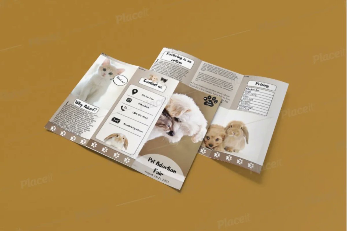rrg_designs's tweet photo. Mock up Pet Adoption brochure I created using @InDesign 
.
.
.
#rrgdesigns #adoption #design #animal #mockup #brochure #Mondayvibes #cute #GraphicDesigner https://t.co/hZXlRsQUEC