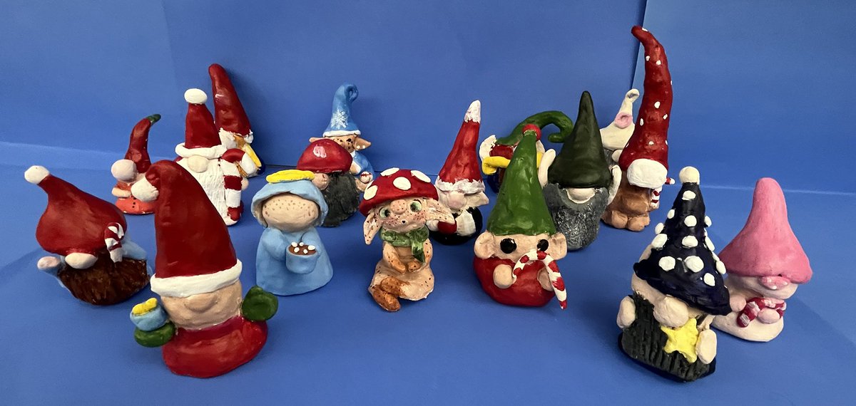 Hangin’ with our gnomies before winter break! Awesome little guys made by 6th grade.