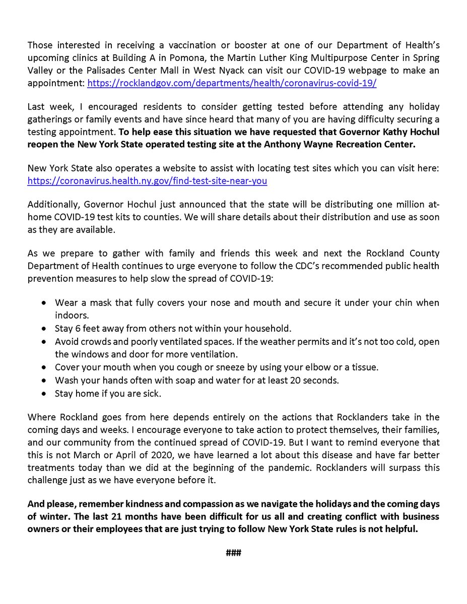 rocklandgov's tweet image. COVID-19 Local Update - Statement from County Executive @ElectEdDay in photos.