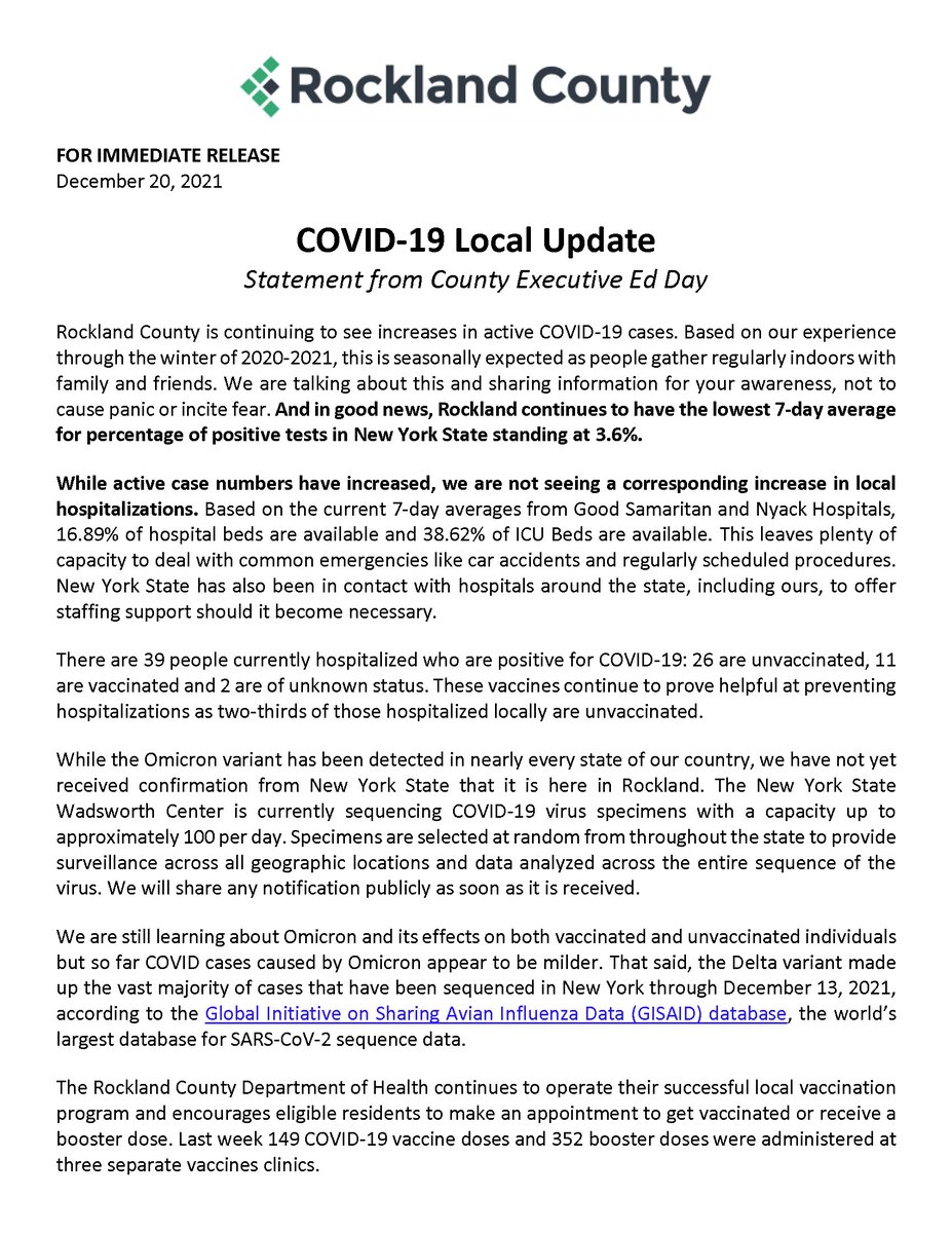 rocklandgov's tweet image. COVID-19 Local Update - Statement from County Executive @ElectEdDay in photos.