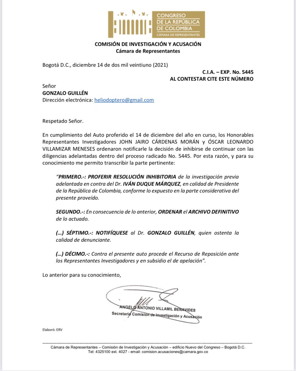 HELIODOPTERO's tweet photo. Acabo de recibir esta carta de las ratas de la Comisión de Acusaciones de la Cámara de Representantes anunciando que se limpian el culo con mi denuncia de la Ñeñe-Política. Esto apenas comienza. https://t.co/ZLDl0U69e8