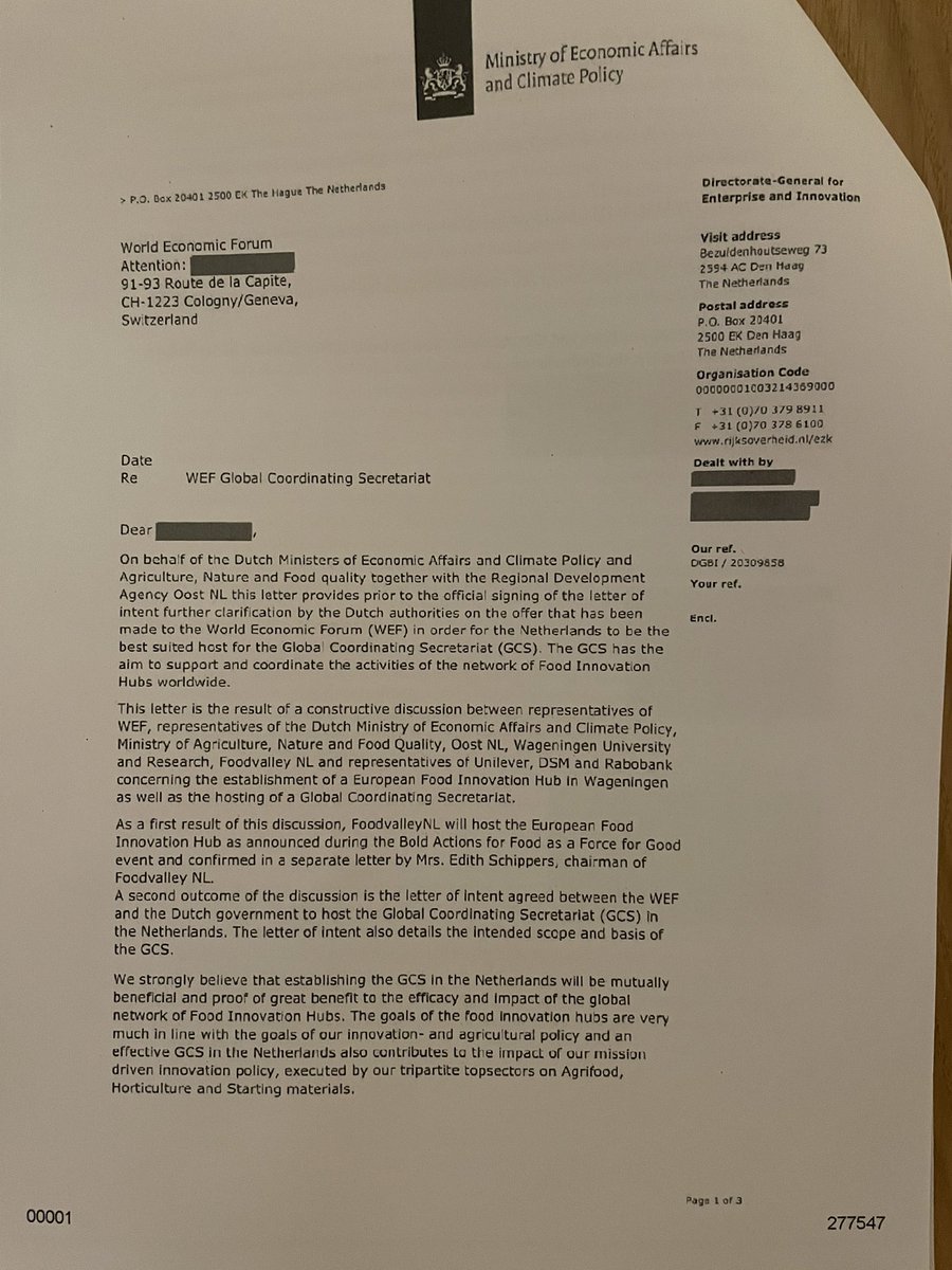 PvanHouwelingen's tweet photo. Het World Economic Forum krijgt van onze regering wat het wil. 12 maart van dit jaar vroeg het WEF bijvoorbeeld 651.000 euro voor een “Global Coordinating Secretariat” en een paar weken later werd dit toegezegd. Oh ja, de directeur hiervoor wordt geleverd door EZ.#GreatReset #WEF https://t.co/4w0O1btEoA