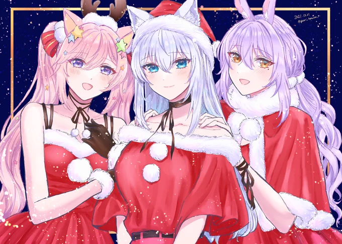 3人姉妹のサンタコス
#みるくあるばむ #みしろんあーと #ゆずるあーと 
