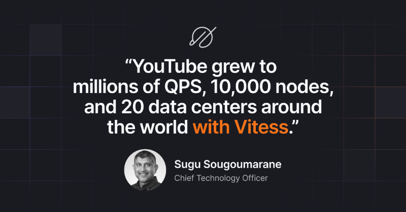 PlanetScale's tweet photo. Fun fact of the day: 

YouTube grew to  millions of QPS, 10,000 nodes, and 20 data centers around the world with Vitess.

Check out the rest of @ssougou's talk from @prisma's #ServerlessConf on the power that PlanetScale + @vitessio unlocks for your product.