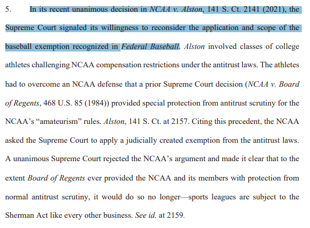 Milb_players's tweet image. Minor Leaguers make poverty wages because of baseball's antitrust exemption. In June, the Supreme Court expressed a willingness to reconsider that exemption. 

Today's lawsuit by four recently-contracted MiLB teams may be the case that one day ends the exemption. This is huge.