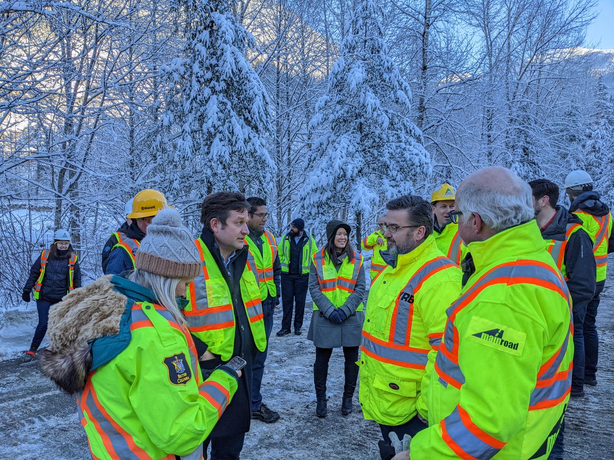 BCRoadBuilders's tweet photo. Thanks to the incredible hard work of our crews + @TranBC repairing storm damage, the #Coquihalla re-opened to commercial vehicles  today after just 31 days! 

@Rob_Fleming, @BowinnMa + President Kelly Scott at the re-opening of #BCHWY5 
#EssentialServices4U #RoadtoRecovery https://t.co/um5sQYc8WW
