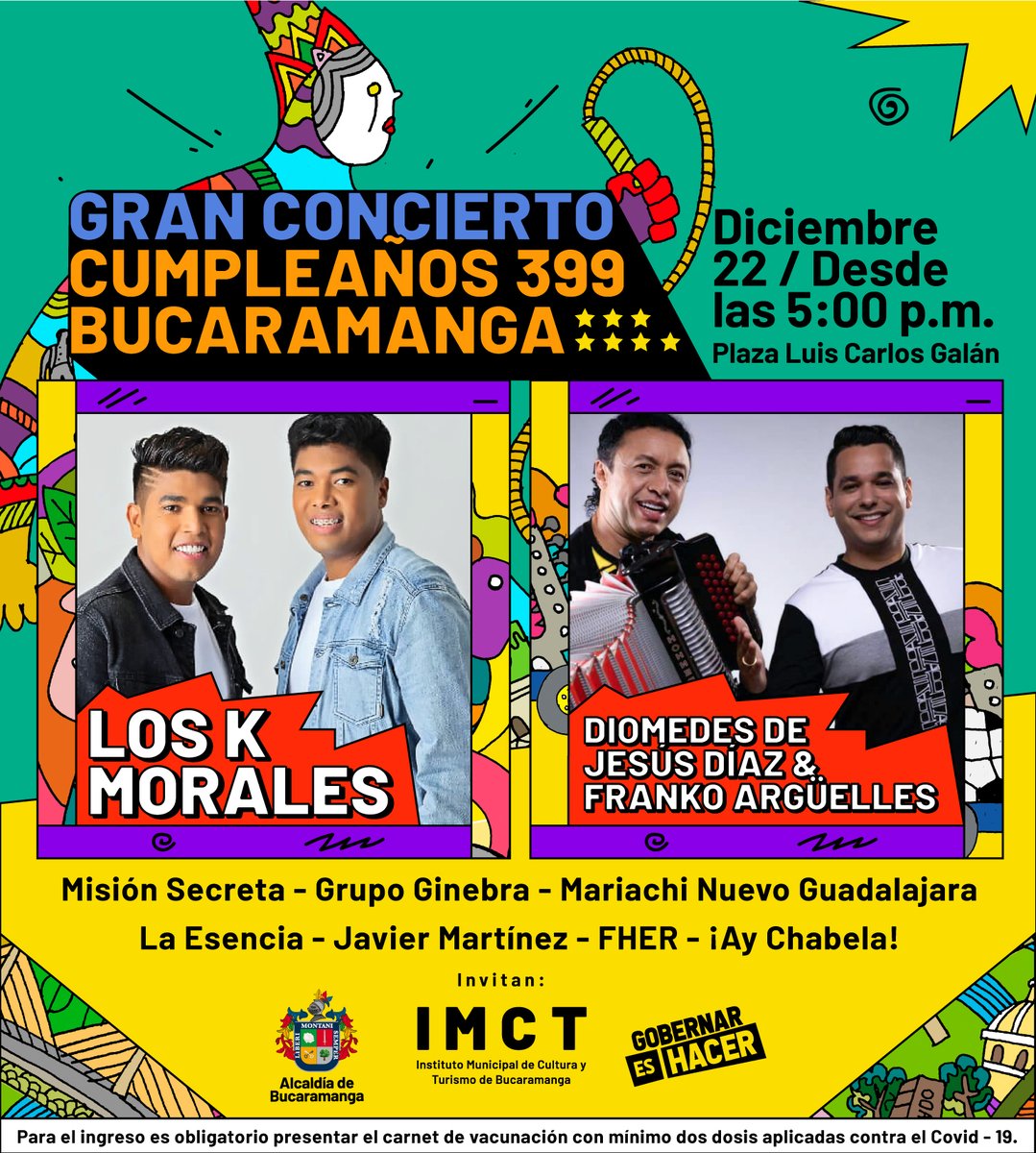 Celebremos juntos el cumpleaños 399 de Bucaramanga, la ciudad más bonita de Colombia 🎂🎉

Te esperamos este 22 de diciembre desde las 5:00 p.m.⏱️en la Plaza Luis Carlos Galán.