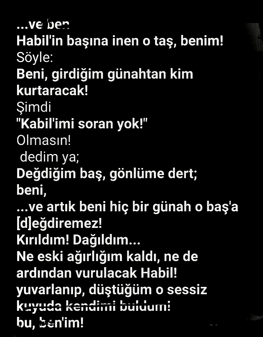aliTprk02's tweet photo. "Habil'de, suç! Ölmemeliydi!" 
#GeceyeNotum #geceyenot @Siir_Sokaktadir https://t.co/4BSniZkKUx