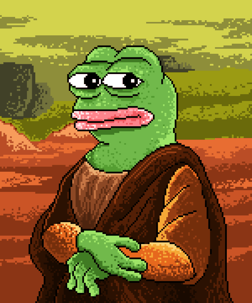 Listed another PEPE #pixelart illustration titled: The Enigmatic Smile of P...