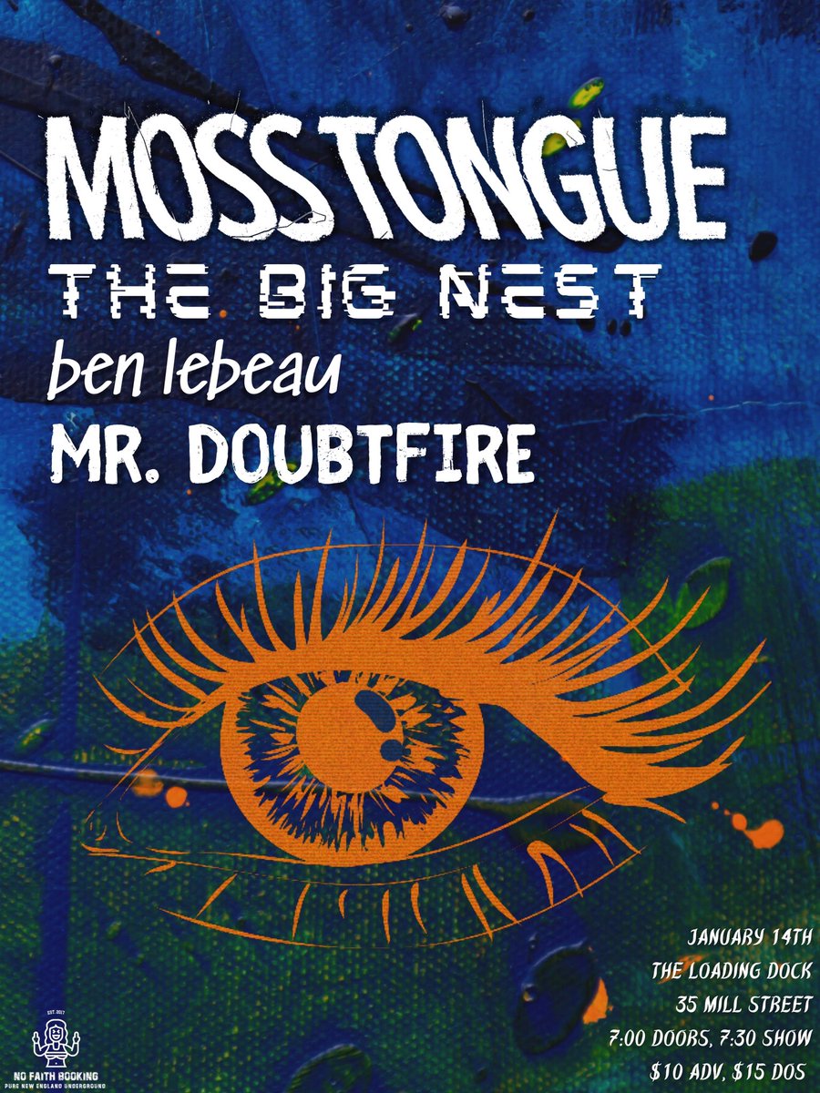 SHOW ANNOUNCEMENT

Massachusetts’ own <a href="/MossTongueMA/">Moss Tongue</a> will be coming to Littleton, NH at The Loading Dock, with special guests The Big Nest, Ben LeBeau, and Mr. Doubtfire! All ages, BYOB if 21+, link in bio for Facebook event!