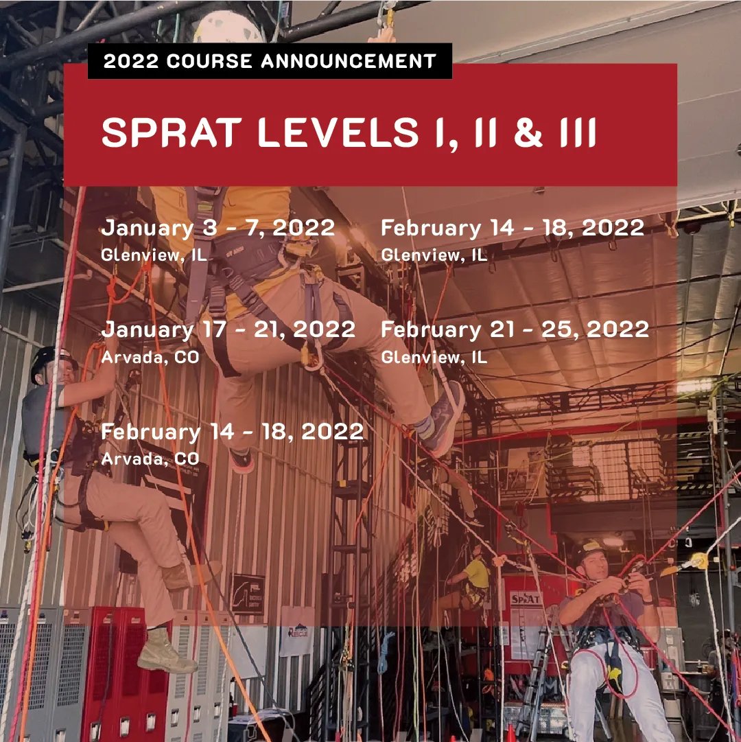 elevatedsafety's tweet photo. Looking to get #SPRAT certified in early 2022? We have courses taking place in Illinois and in Colorado. Check out our website for full details, and to register: https://t.co/FftVsu76oJ
#spratcourse #ropeaccess #ropeaccesstraining #ropeaccesscourse https://t.co/qhWIMv1rSL