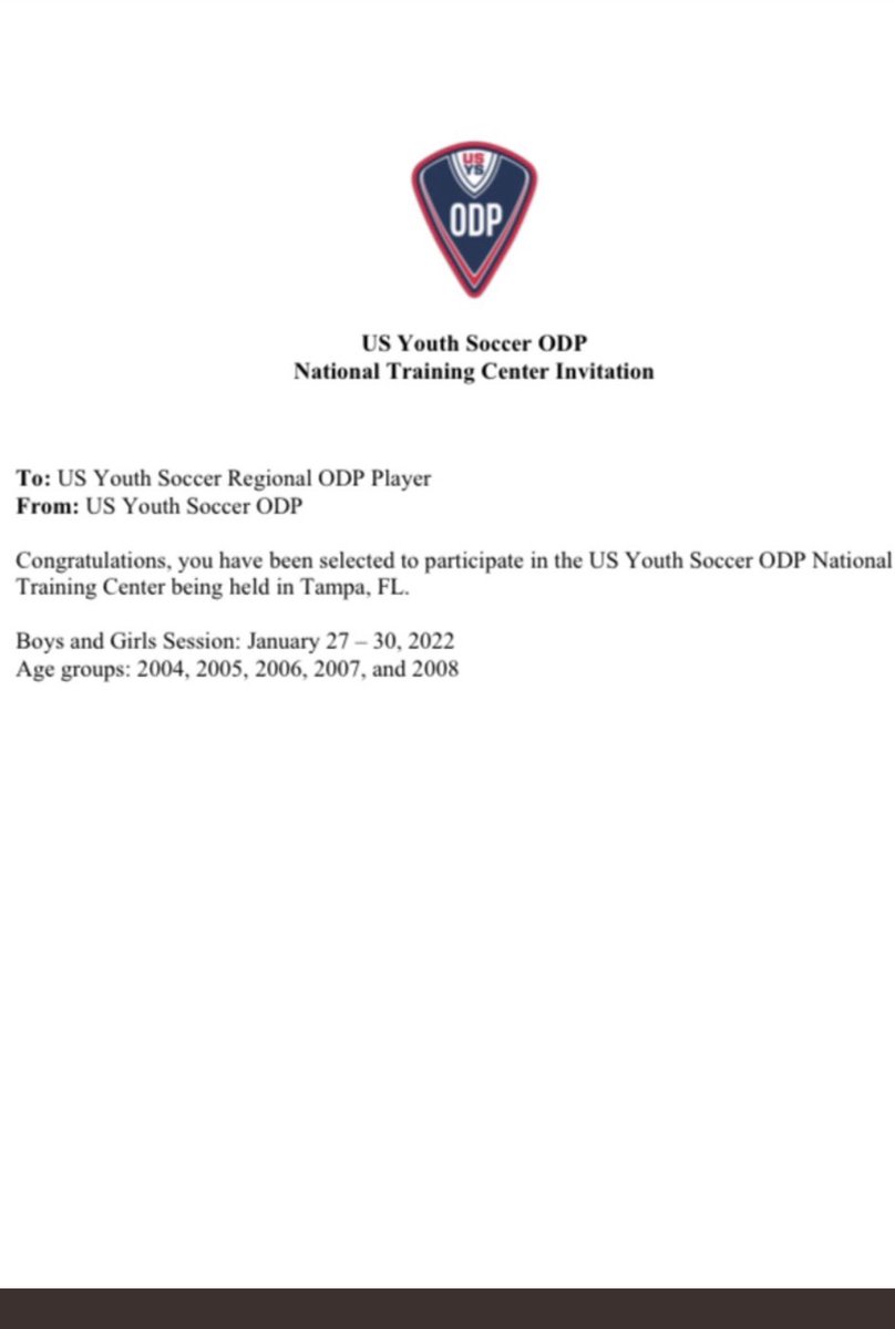 BIG CONGRATULATIONS to Kendra Roberts, for earning an invitation to the ODP US National Training Camp this January. We are so proud and can’t wait to see what this opportunity brings you!

@Kendra35808325 
<a href="/Alliance_FC_/">Alliance Futbol Club</a> 
<a href="/usysodp/">US Youth Soccer ODP</a> 
<a href="/USYouthSoccer/">US Youth Soccer</a>