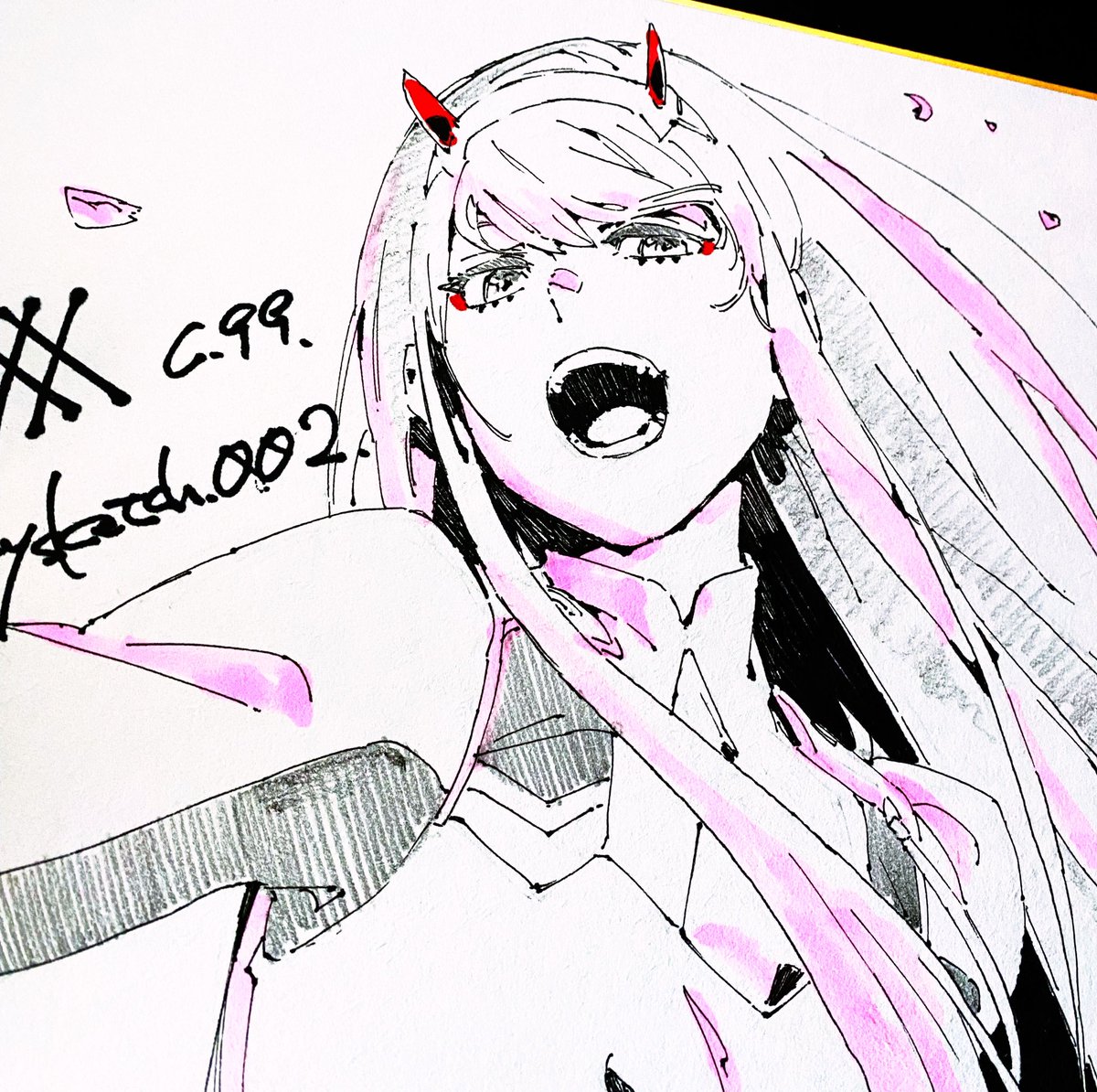 色紙準備中です。 毎回ペンで描くのは苦労します。 #ダーリンインザ