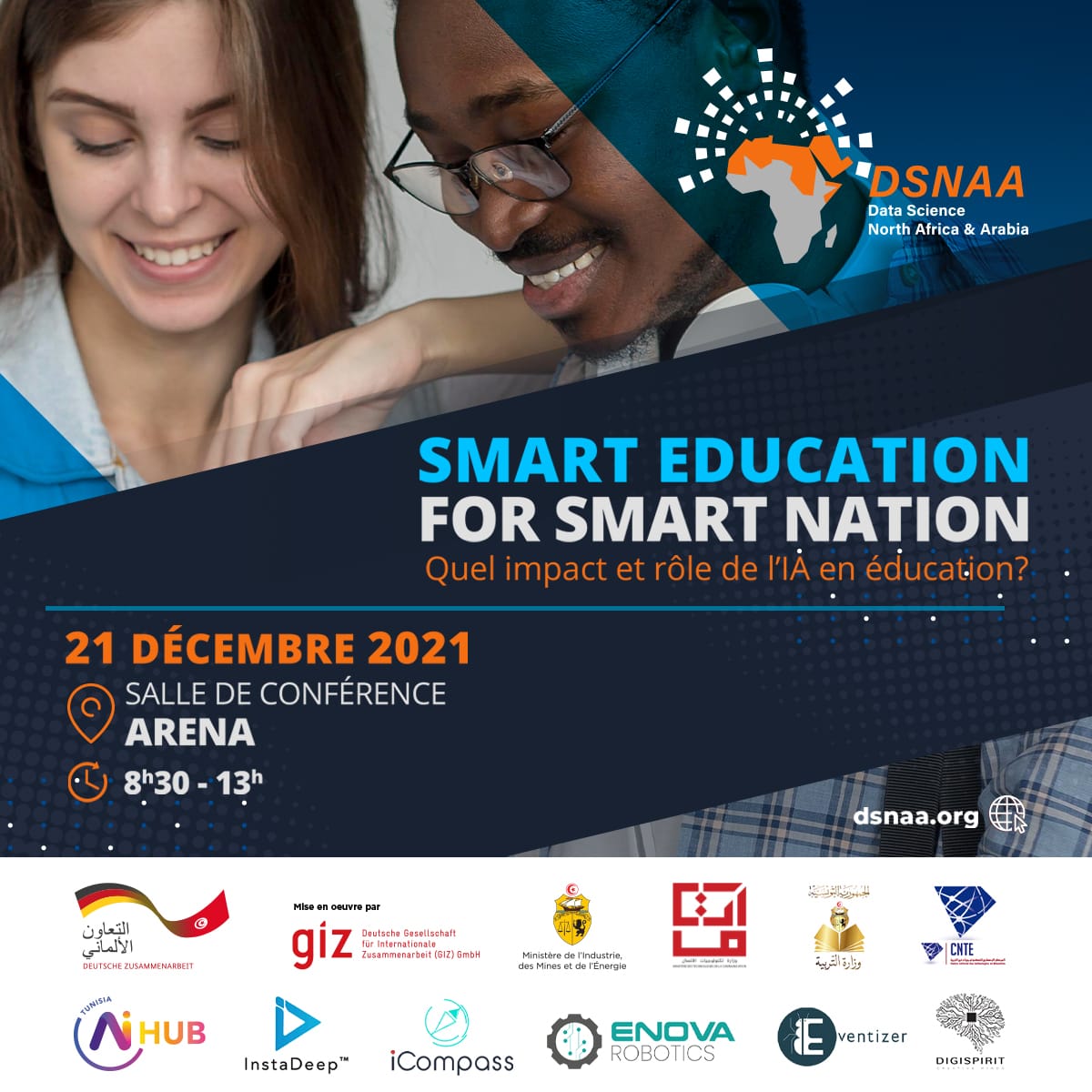 Join us tomorrow at «  Smart Education for Smart Nation conference » .
Subsctibe : organizer.eventizer.io/#/auth/congres…

Follow the live session on Facebook :   facebook.com/dsnaa1