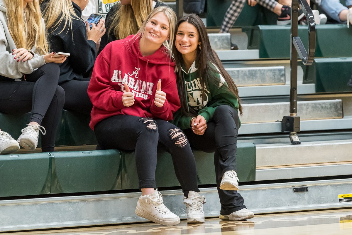 Smiles from @MedinaGSoccer Seniors <a href="/MeghanHeath17/">Meghan Heath</a> and <a href="/RachelS04914536/">Rachel Smith</a> out supporting <a href="/Medinaboyshoops/">Medina Boys Hoops</a> tonight against Chaney.