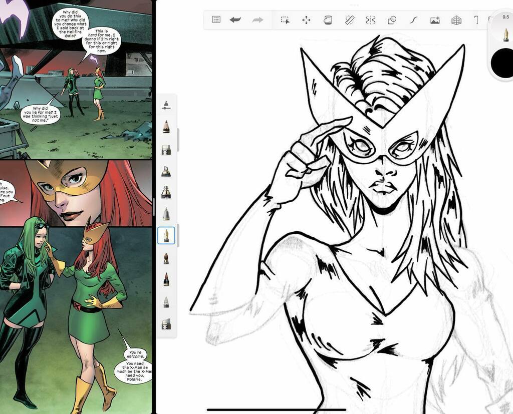 mougue's tweet photo. #Inspiration and the #sketch #Xmen #JeanGrey #MarvelGirl #pepelarraz https://t.co/2JzxShvGc4