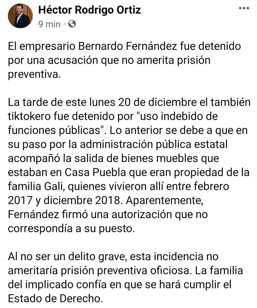 Acerca de la detención de Bernardo Fernández T.