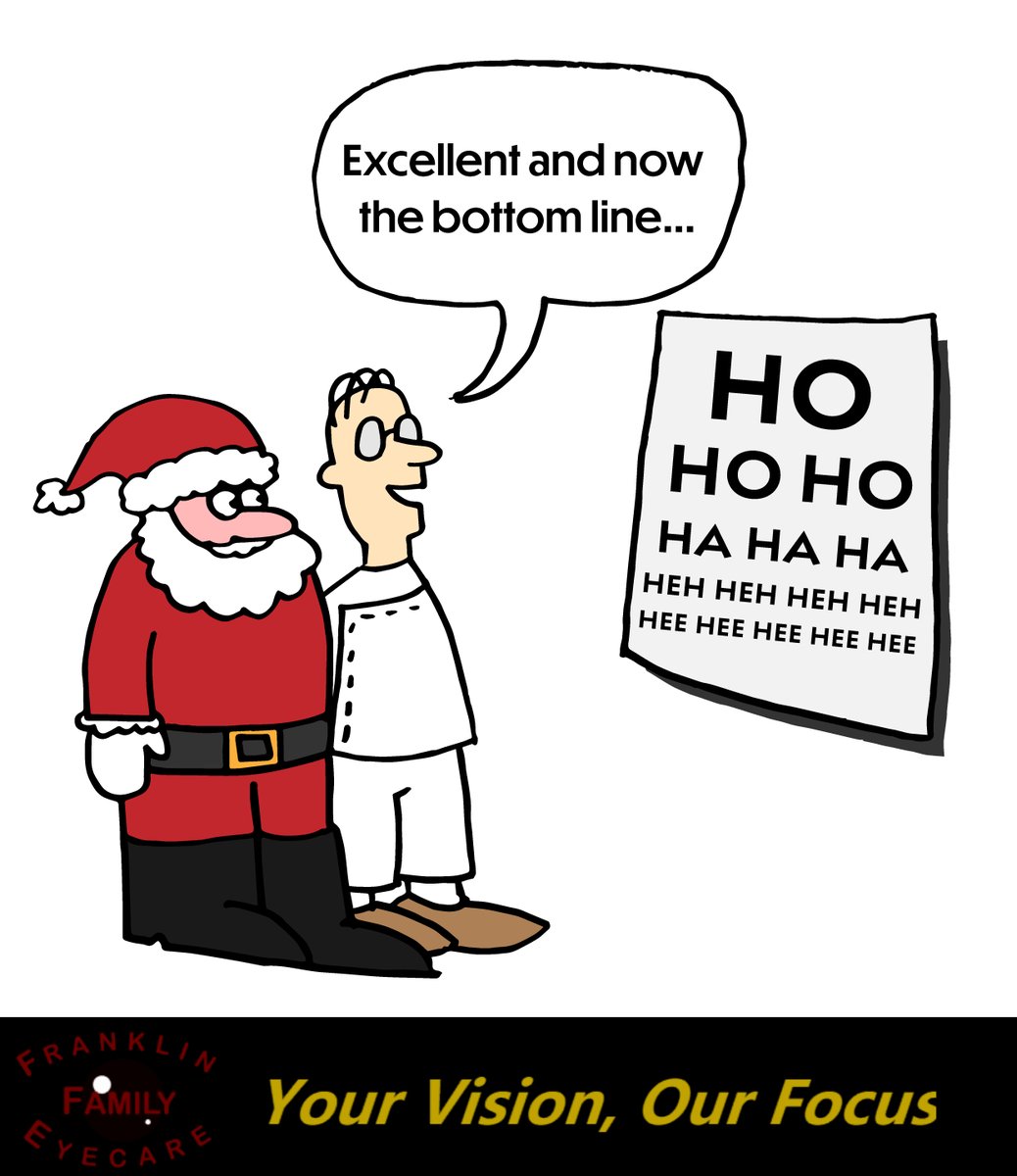 Franklineye's tweet image. WHEN SANTA COMES in to take his eye exam...#OptometryHumor #EyeExam #HoHoHo