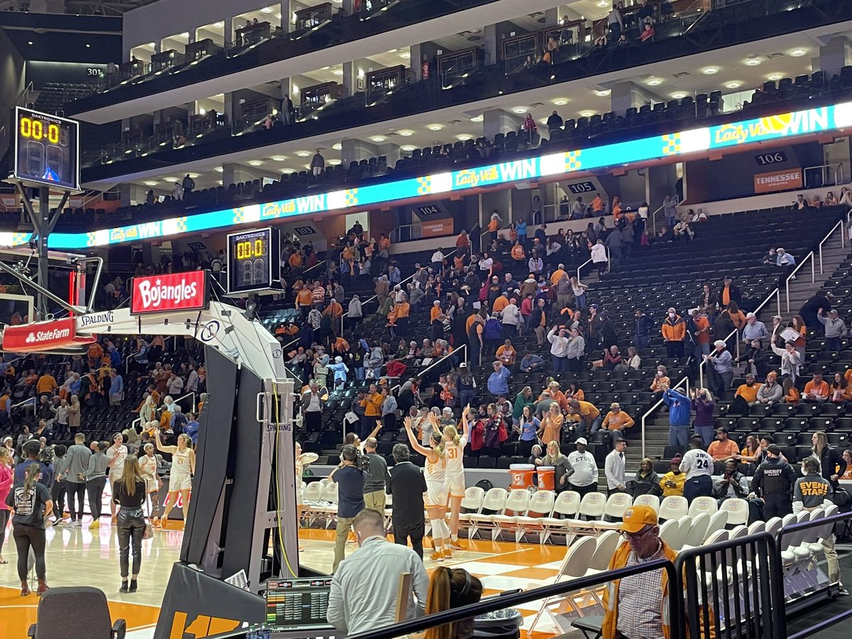 wutksports's tweet photo. FINAL
@LadyVol_Hoops: 112
@ETSU_WBB: 58
Sara Puckett is the high-scorer for Tennessee with 19 points.
For ETSU, Jakhyia Davis leads with 17 points.
๐ธ: @chloe_levering
#LadyVols #NCAAWomensBasketball #RockSolidSports #WUTKFM https://t.co/oxu42Can6B