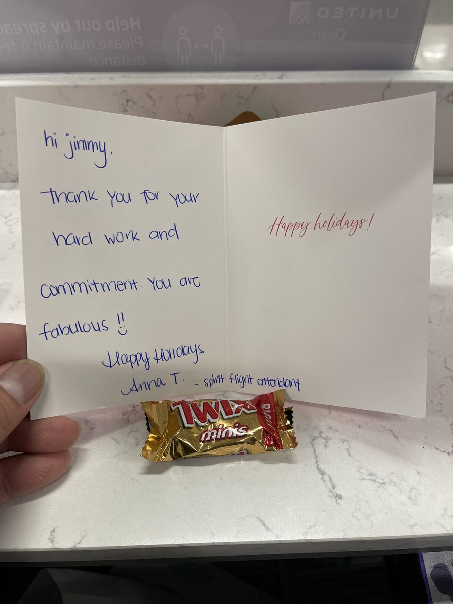 JimmyNaawin867's tweet photo. I’m bewildered when I opened this card given by a @SpiritAirlines jumpseat seating flight attendant. She listened to our announcements and got our names. @weareunited #UNITEDtogether #teamDFW #UNITEDbyWINGS https://t.co/OPLTRl8Szm