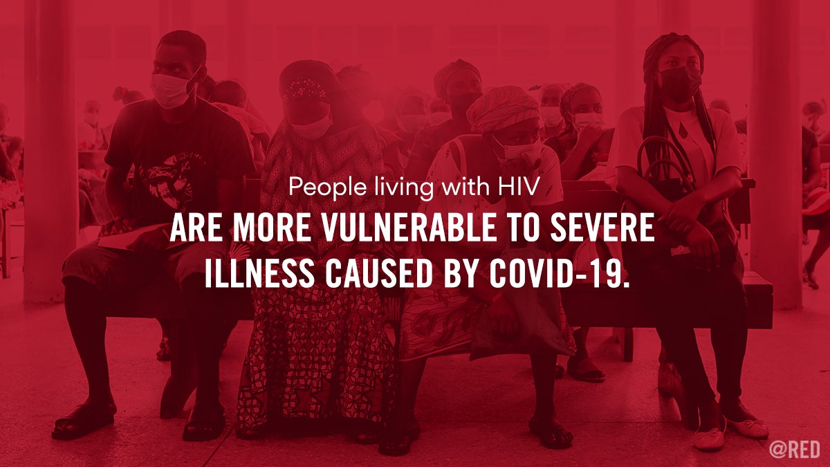 RED's tweet photo. People living with HIV are more vulnerable to severe illness caused by COVID-19. #JoinCodeRED and help strengthen global health systems to fight both pandemics. https://t.co/wRX0BLvtYb https://t.co/zCDEyvKRMq