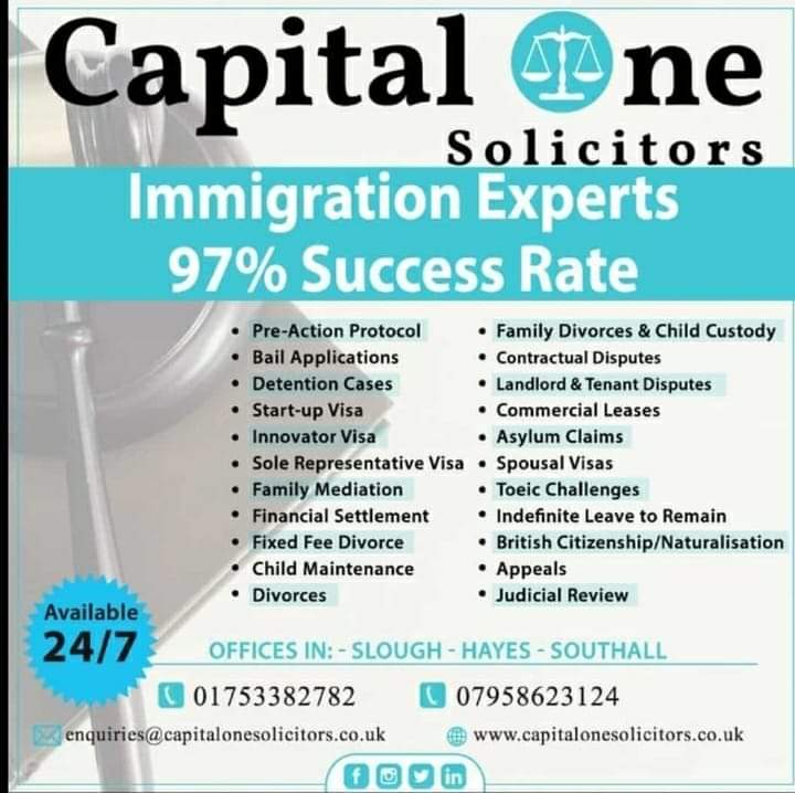 #capitalonesolicitors #FreeLegalAdvice #solicitors #lawyers #Slough #Hayes #immigrationlawyers #familylawyer #divorcelawyer #childcustody #civillitigation #commerciallease #domesticviolence #MedicalNegligence #immigration