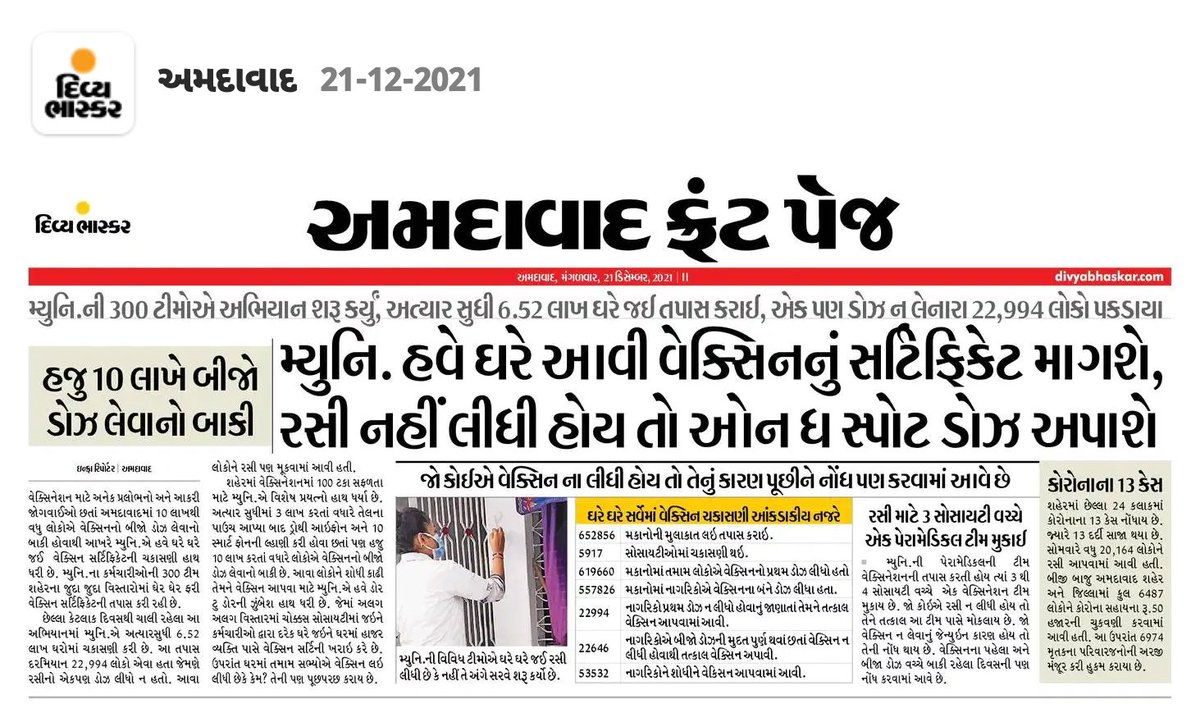 Statuswriter's tweet photo. AMC ની આ પહલ બહુજ સરસ છે 
આ લોકો નું છું કરવાનુ જે  500 આપી દો રસી નહિ લો તો પણ ચાલશે 
હમારે કેટ���િંગ નું કામ છે અને બે દિવસ જોડે ચેક કરવા આયા હેરાન કરવા કેમ કે કે પહેલા દિવસે જ બધા નું સર્ટિફિકેટ બતાઈ દીધું હતું બીજા દિવસે ફરી આવ્યા ને તો કહેવા લાગ્યા 5000 નું ચાલન કપાશે 1/3 https://t.co/YasT78fray