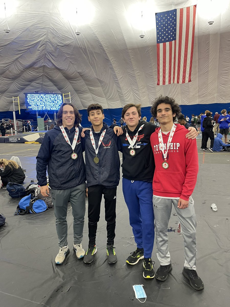 WTBoysTrack's tweet photo. Congrats goes out to the team of Colin Keane, Hunter Bostwick, Sean Hice and Nate Kidwell on their tremendous victory in the Distance Medley Relay with an great time of 11:19.85 @ tonight’s  S.J.T.C.A Meet 1- Great Job Fellas🏆🥇 @njmilesplit #TwpTrackExcellence #TwpTrackPride https://t.co/jpDhC4Vr82