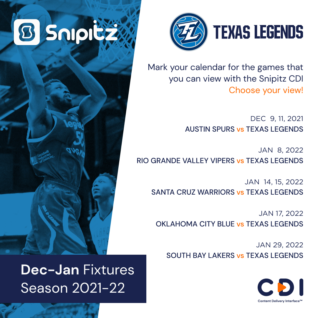 There are a TON of exciting games coming up with the <a href="/TexasLegends/">Texas Legends</a> and Snipitz will be there! Take a look at the home openers of the season now to experience our Content Delivery Interface. Link in bio. Watch your entertainment YOUR way!
#snipitz #basketball #gleague