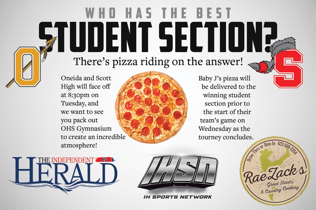 IHVarsity's tweet photo. Okay, we did this 2 years ago and it was a blast. So let’s do it again!! The question is: Which is the best student section? The @CoonskinCrazies or @BarstoolOneida? The only way to settle it is to show up and show out! 8:30 p.m. at OHS Gymnasium! https://t.co/V8nSBRYO98