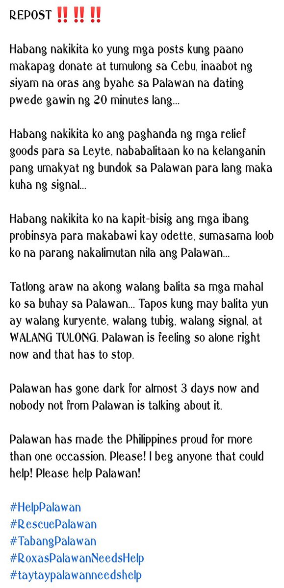 defpepison's tweet photo. !!!
#OdettePH #HelpPalawan https://t.co/MoJNGcJhO9