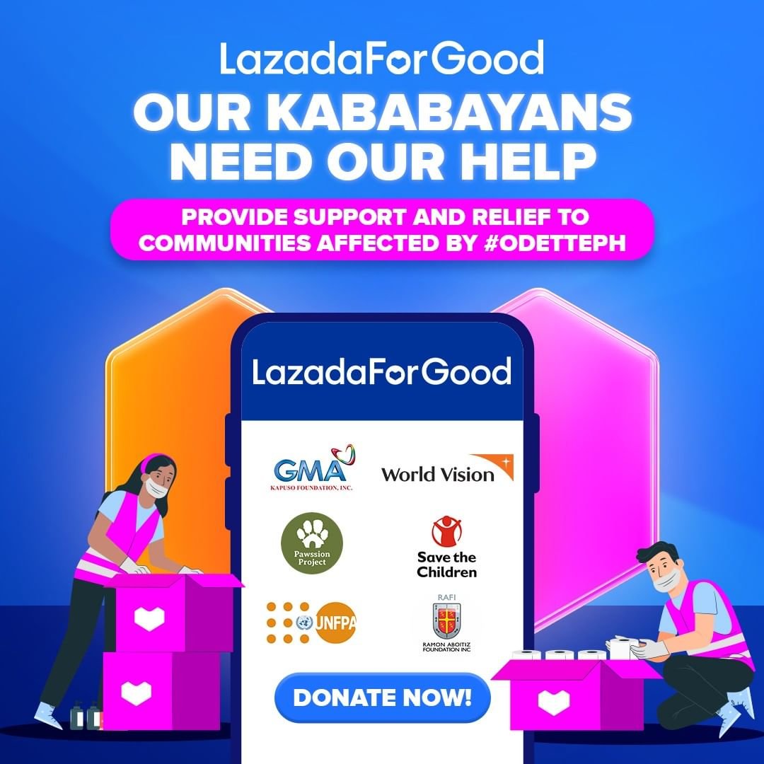 LazadaPH's tweet photo. Our kababayans need our help. Donate now to support Typhoon Odette relief efforts through #LazadaForGood and our partner NGOs. 💙
👉 https://t.co/MaeZNumJHb
#LazadaPH https://t.co/AHj2vekDIv
