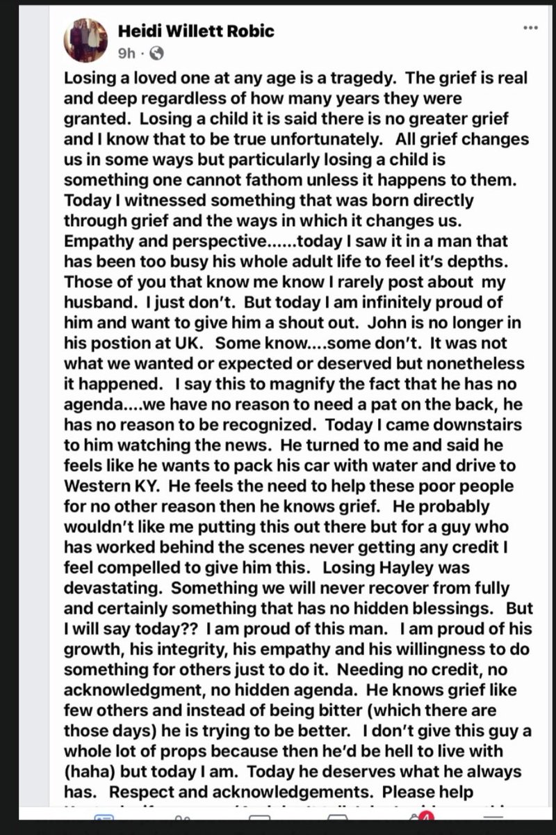 KySportsRadio's tweet photo. John Robic’s wife posted this today on Facebook

Awesome gesture. Robic is no longer with Kentucky but remains a good man who has gone through a lot and gave much to Kentucky basketball https://t.co/pxpX66jxo9