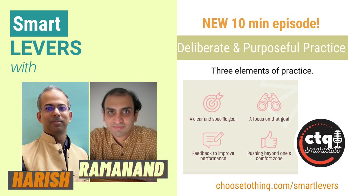 choosetothinq's tweet photo. In this #SmartLevers episode with @bvhk and @quatrainman, understand the three elements of practice and know-how deliberate and purposeful practice can help one in accomplishing long-term goals.
Watch: https://t.co/iD9WCnEmqq
#Productivity #Story #Uplevel #Future #goals https://t.co/IEj0dkqOPw